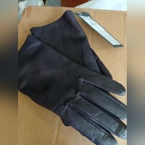 Tuzzi NWT Deep Dark Purple Leather Gloves Size 8.5